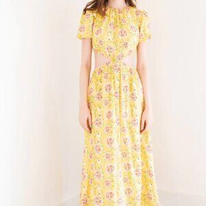 Priv MAIA Split maxi dress in yellow floral print size extra small NEW